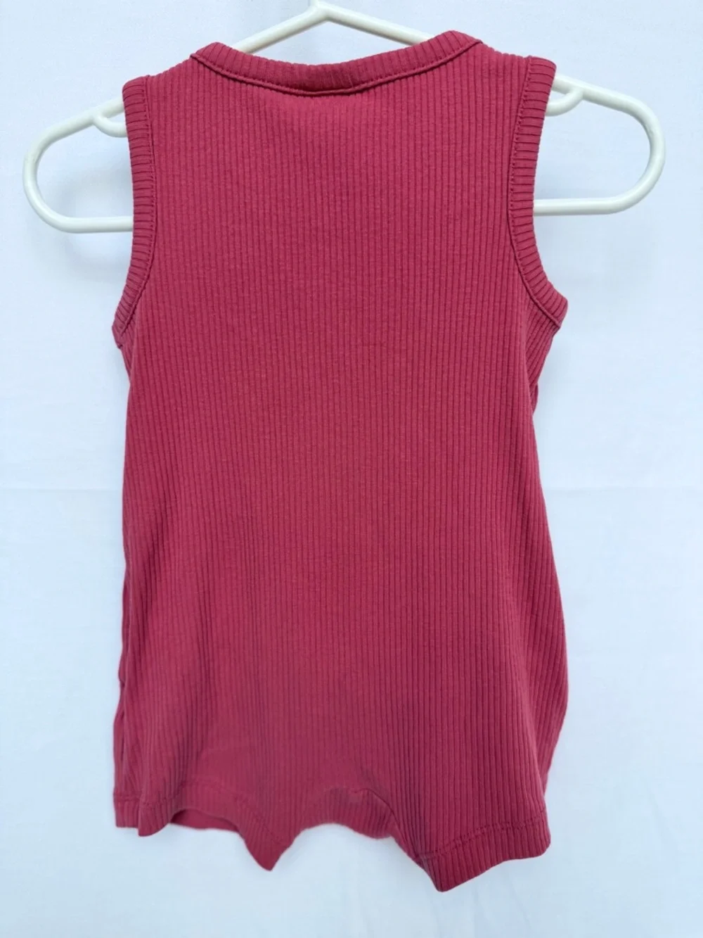 Old Navy Sleeveless Ribbed Romper in Rose Red with Button Placket